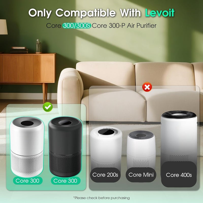Improvedhand Core 300 Filter Replacement Fit for Levoit Core 300 Core 300-RF-TX (Green), 3-in-1 Filter - Image 2